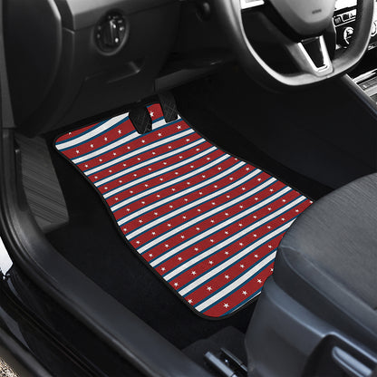 USA Striped Pattern Print Front and Back Car Floor Mats