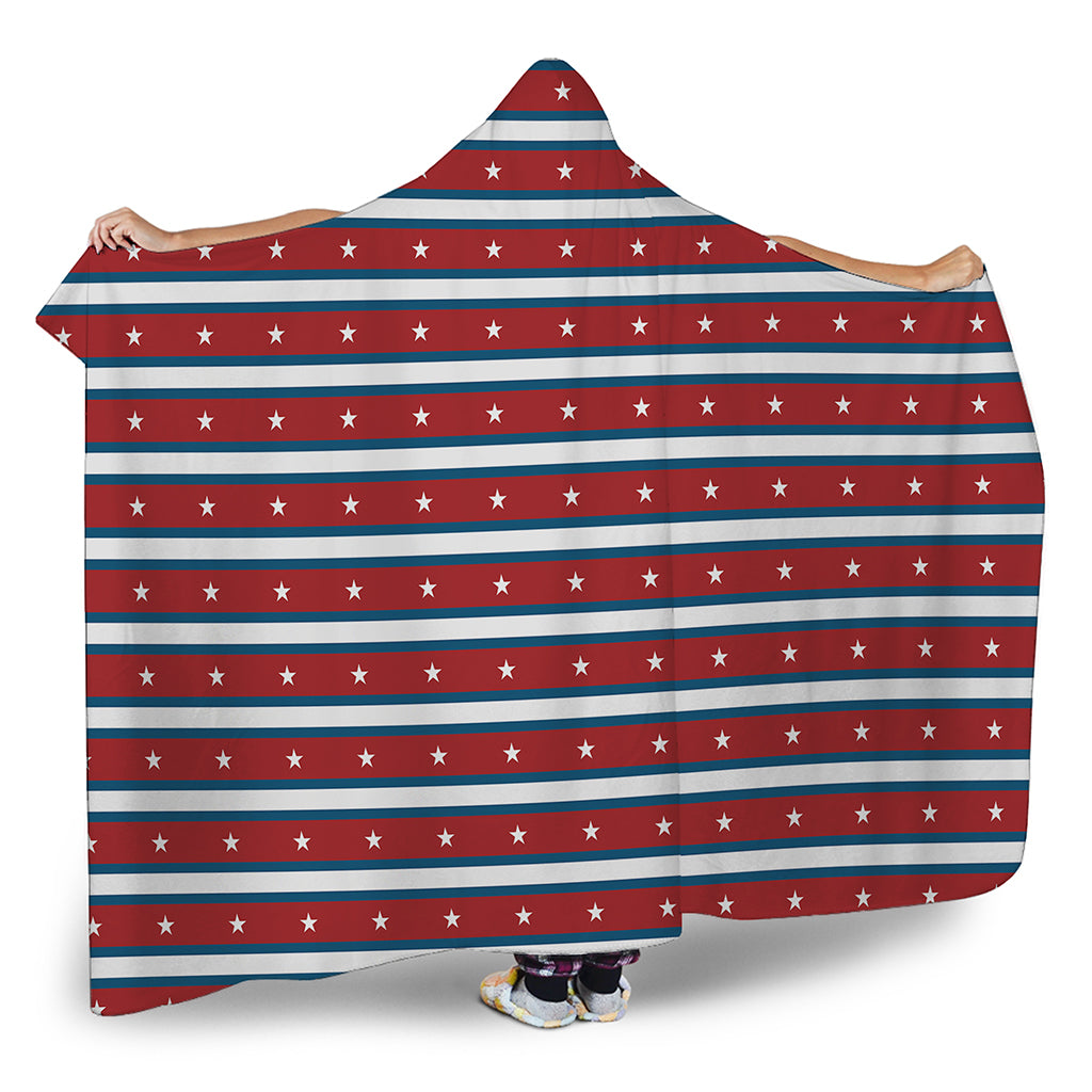 USA Striped Pattern Print Hooded Blanket