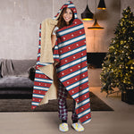 USA Striped Pattern Print Hooded Blanket