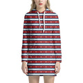 USA Striped Pattern Print Pullover Hoodie Dress