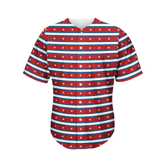 USA Striped Pattern Print Men's Baseball Jersey