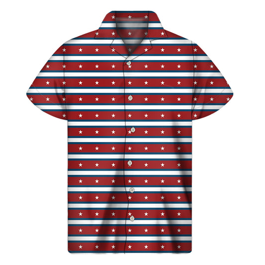 USA Striped Pattern Print Men's Short Sleeve Shirt