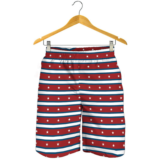 USA Striped Pattern Print Men's Shorts