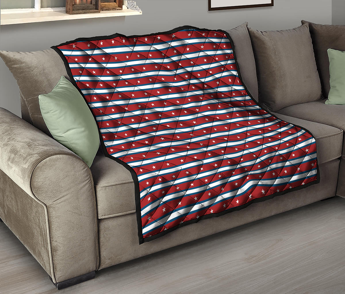USA Striped Pattern Print Quilt