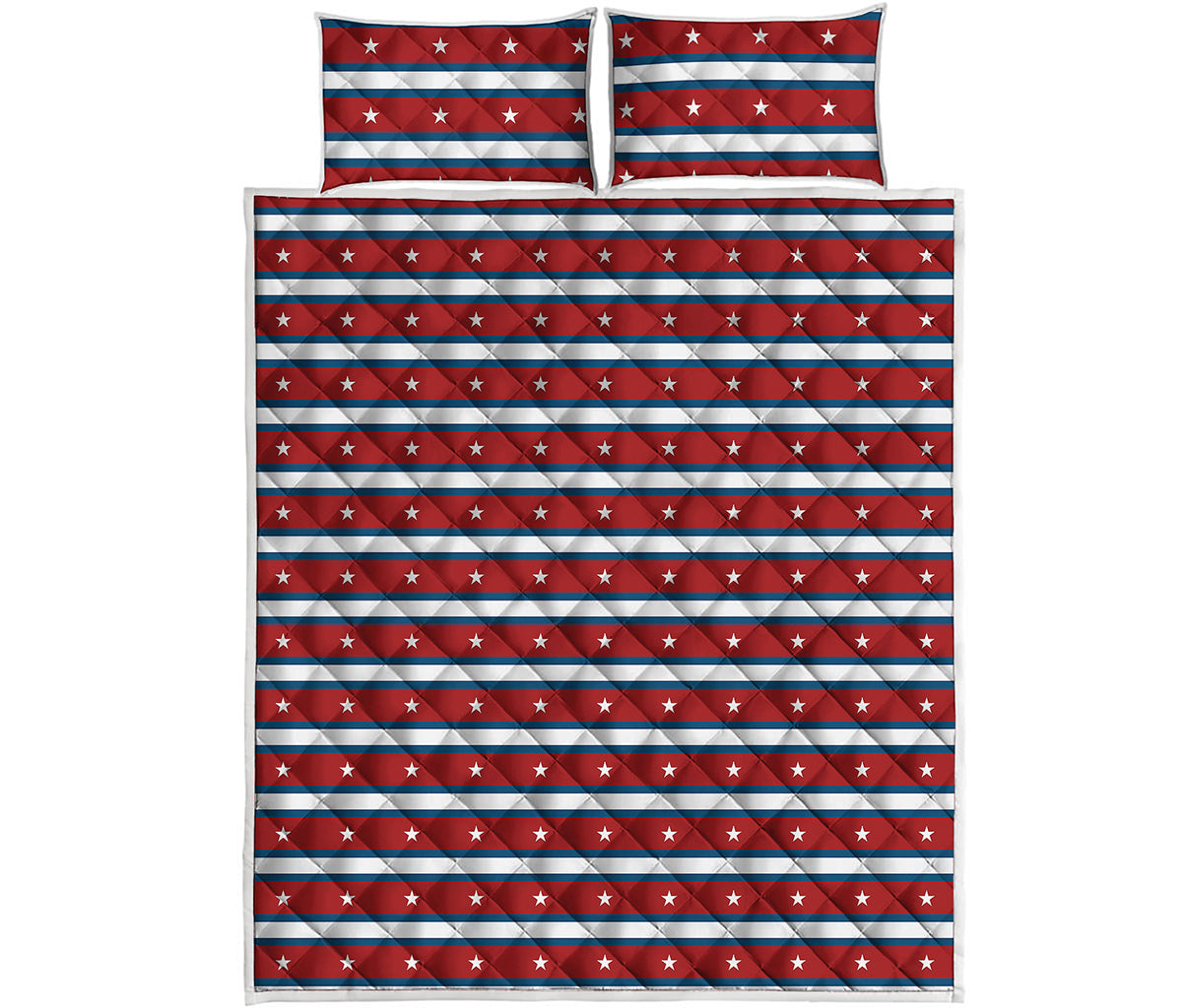 USA Striped Pattern Print Quilt Bed Set