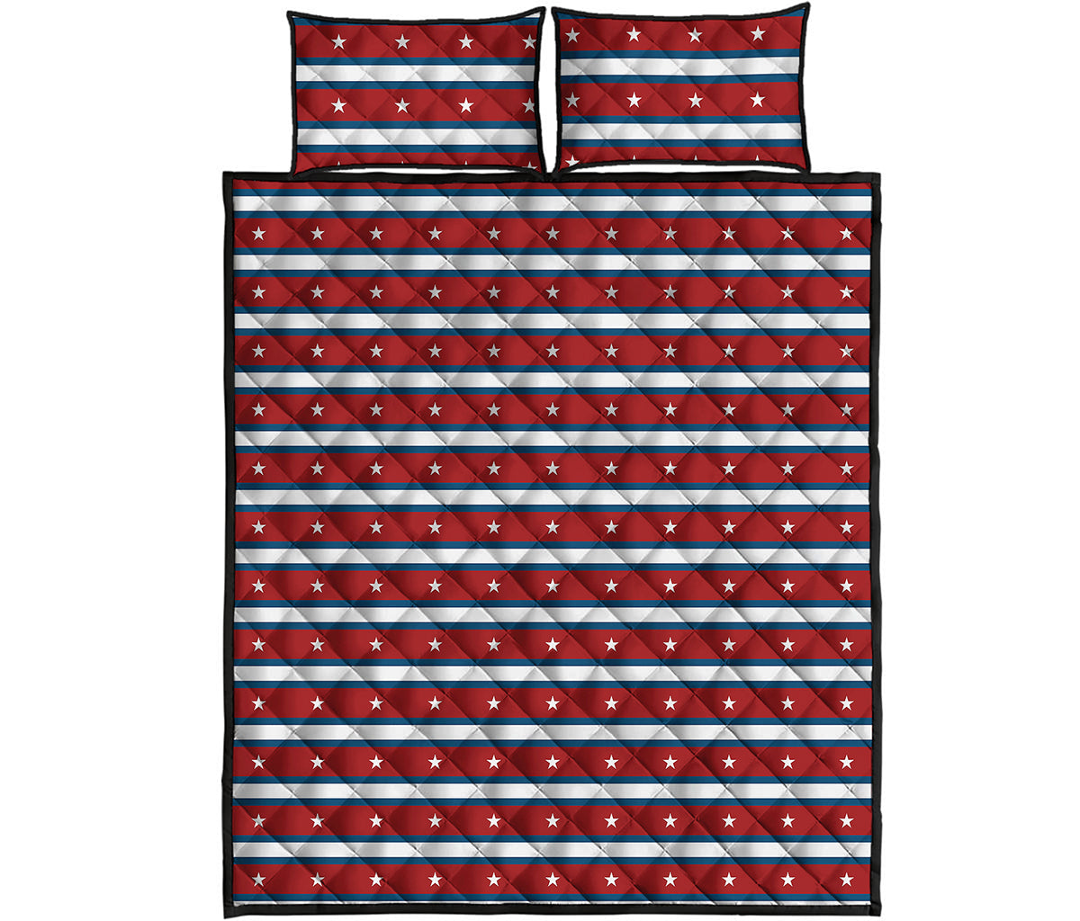 USA Striped Pattern Print Quilt Bed Set