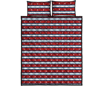 USA Striped Pattern Print Quilt Bed Set