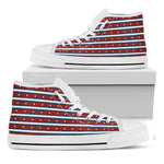 USA Striped Pattern Print White High Top Shoes