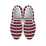 USA Striped Pattern Print White Slip On Shoes