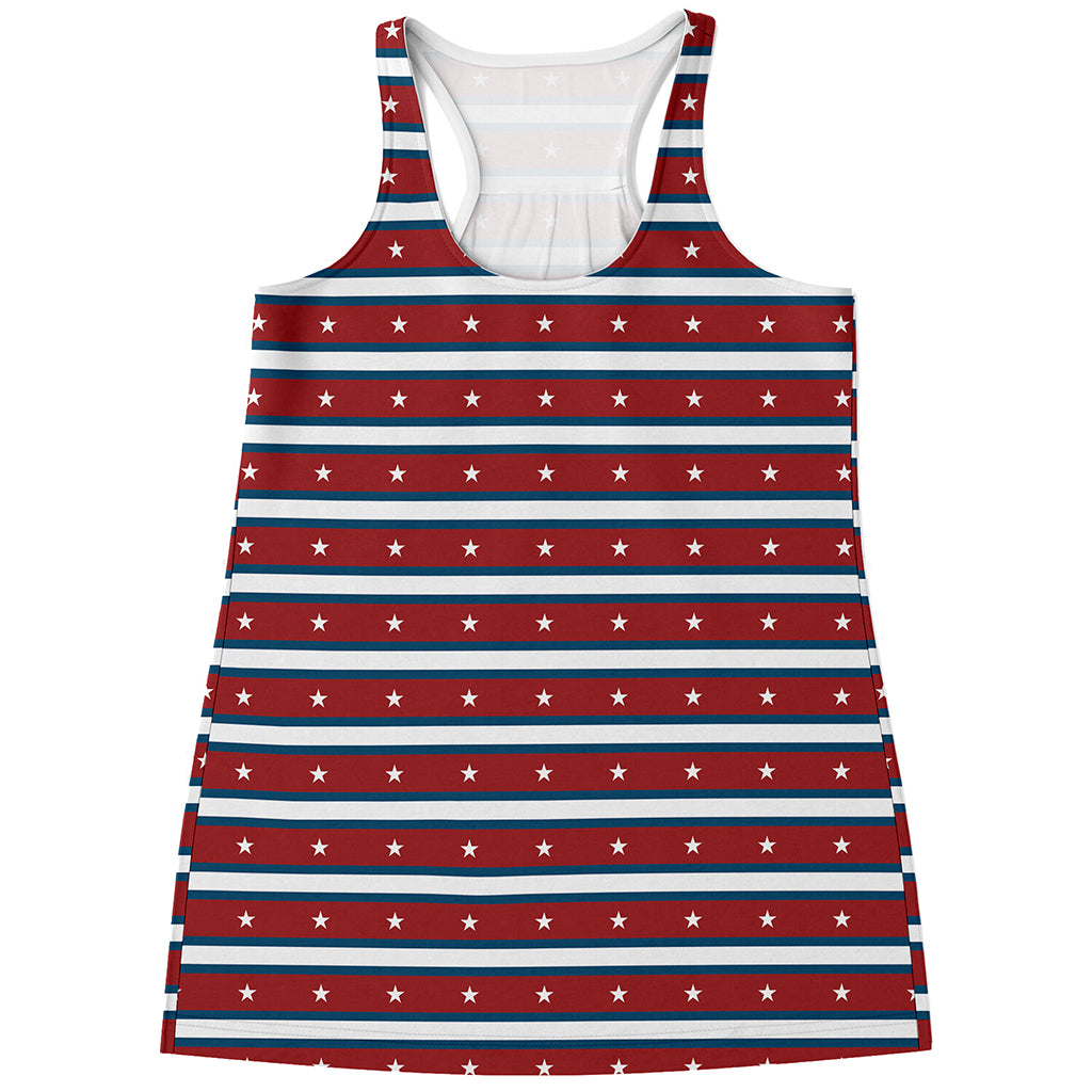 USA Striped Pattern Print Women's Racerback Tank Top