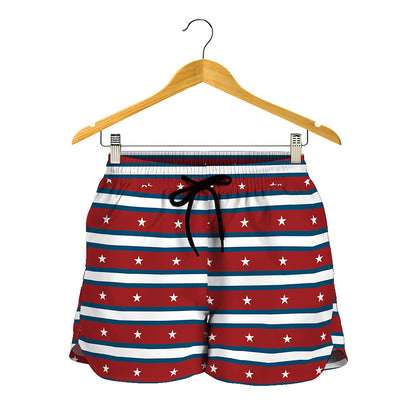 USA Striped Pattern Print Women's Shorts