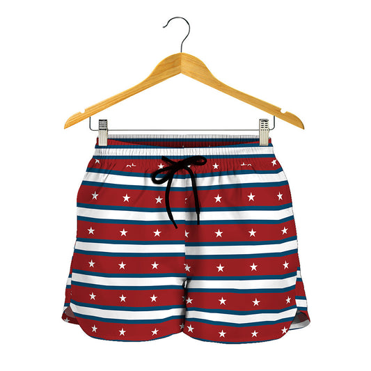 USA Striped Pattern Print Women's Shorts