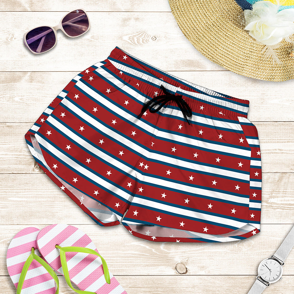 USA Striped Pattern Print Women's Shorts