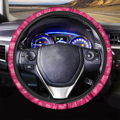 Valentine's Day Geometric Heart Print Car Steering Wheel Cover