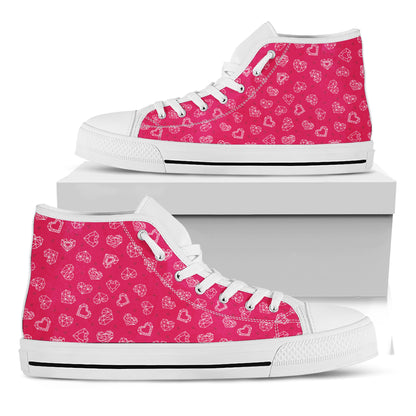 Valentine's Day Geometric Heart Print White High Top Shoes
