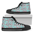 Valentine's Day Heart And Flower Print Black High Top Sneakers