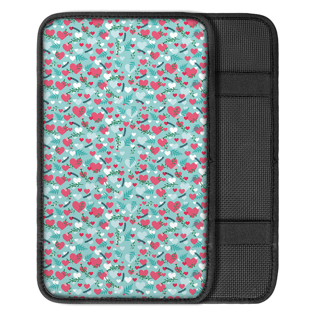 Valentine's Day Heart And Flower Print Car Center Console Cover