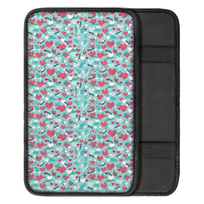 Valentine's Day Heart And Flower Print Car Center Console Cover
