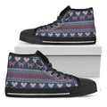 Valentine's Day Knitted Pattern Print Black High Top Sneakers