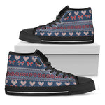 Valentine's Day Knitted Pattern Print Black High Top Shoes