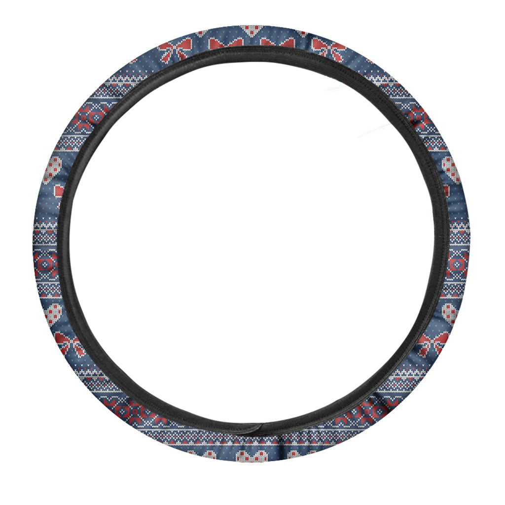 Valentine's Day Knitted Pattern Print Car Steering Wheel Cover