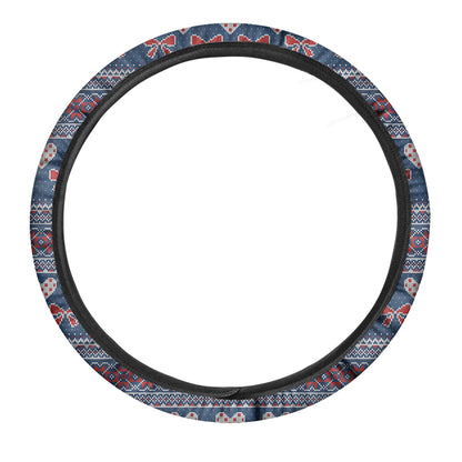 Valentine's Day Knitted Pattern Print Car Steering Wheel Cover