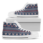 Valentine's Day Knitted Pattern Print White High Top Shoes