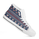 Valentine's Day Knitted Pattern Print White High Top Shoes