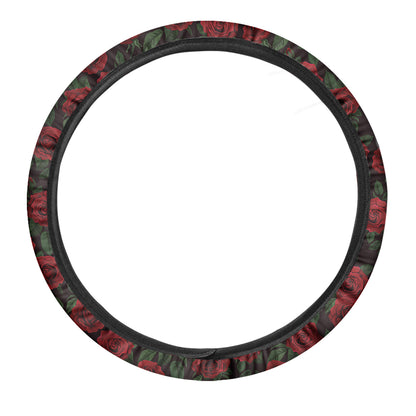 Valentine's Day Rose Pattern Print Car Steering Wheel Cover