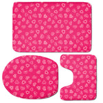 Valentine's Day Geometric Heart Print 3 Piece Bath Mat Set