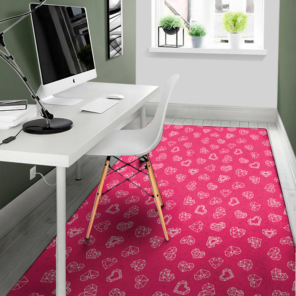 Valentine's Day Geometric Heart Print Area Rug