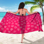 Valentine's Day Geometric Heart Print Beach Sarong Wrap
