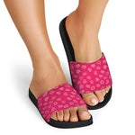 Valentine's Day Geometric Heart Print Black Slide Sandals