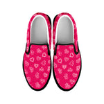 Valentine's Day Geometric Heart Print Black Slip On Shoes