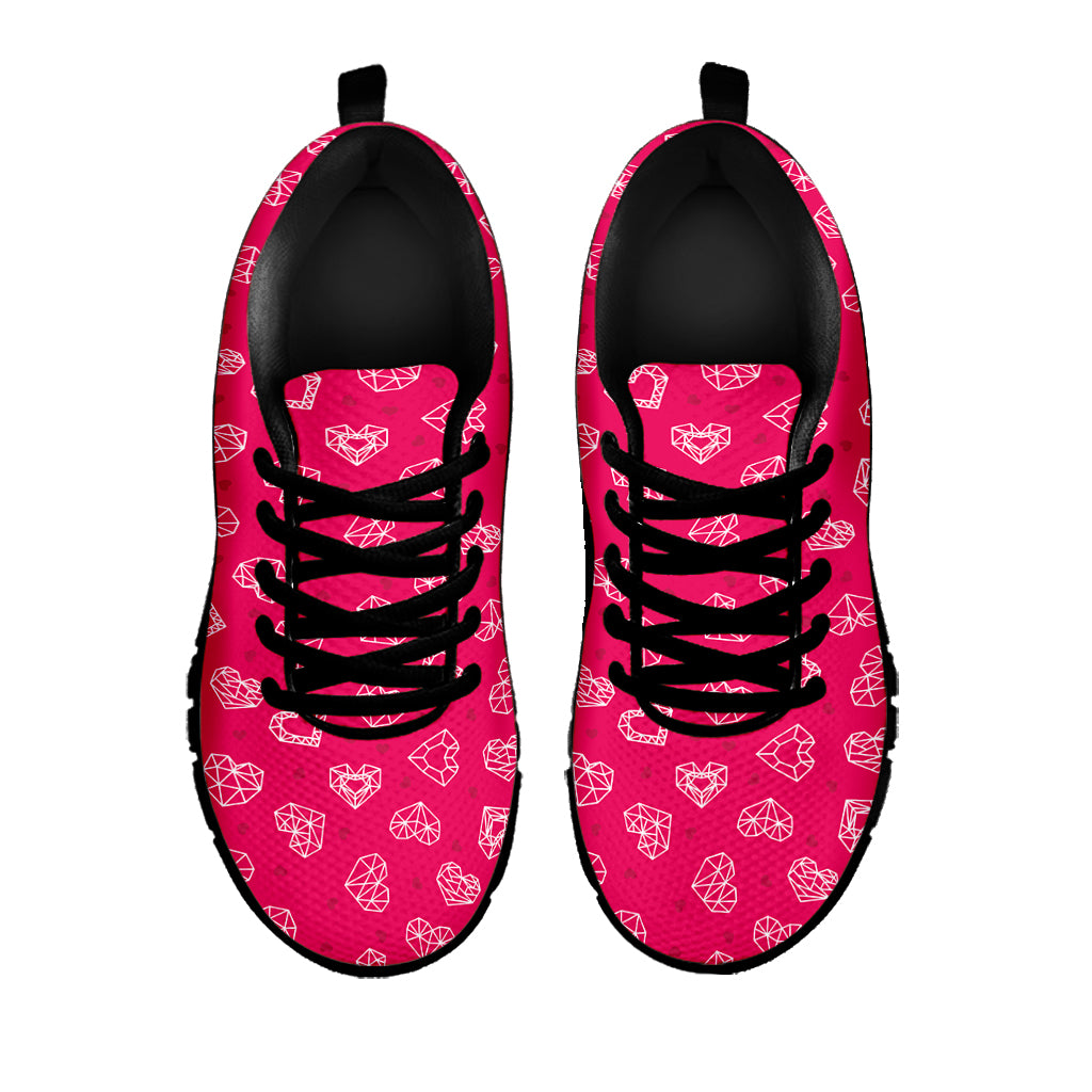 Valentine's Day Geometric Heart Print Black Sneakers
