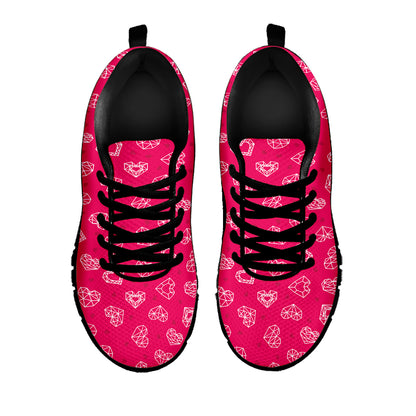 Valentine's Day Geometric Heart Print Black Sneakers