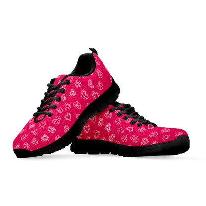 Valentine's Day Geometric Heart Print Black Sneakers