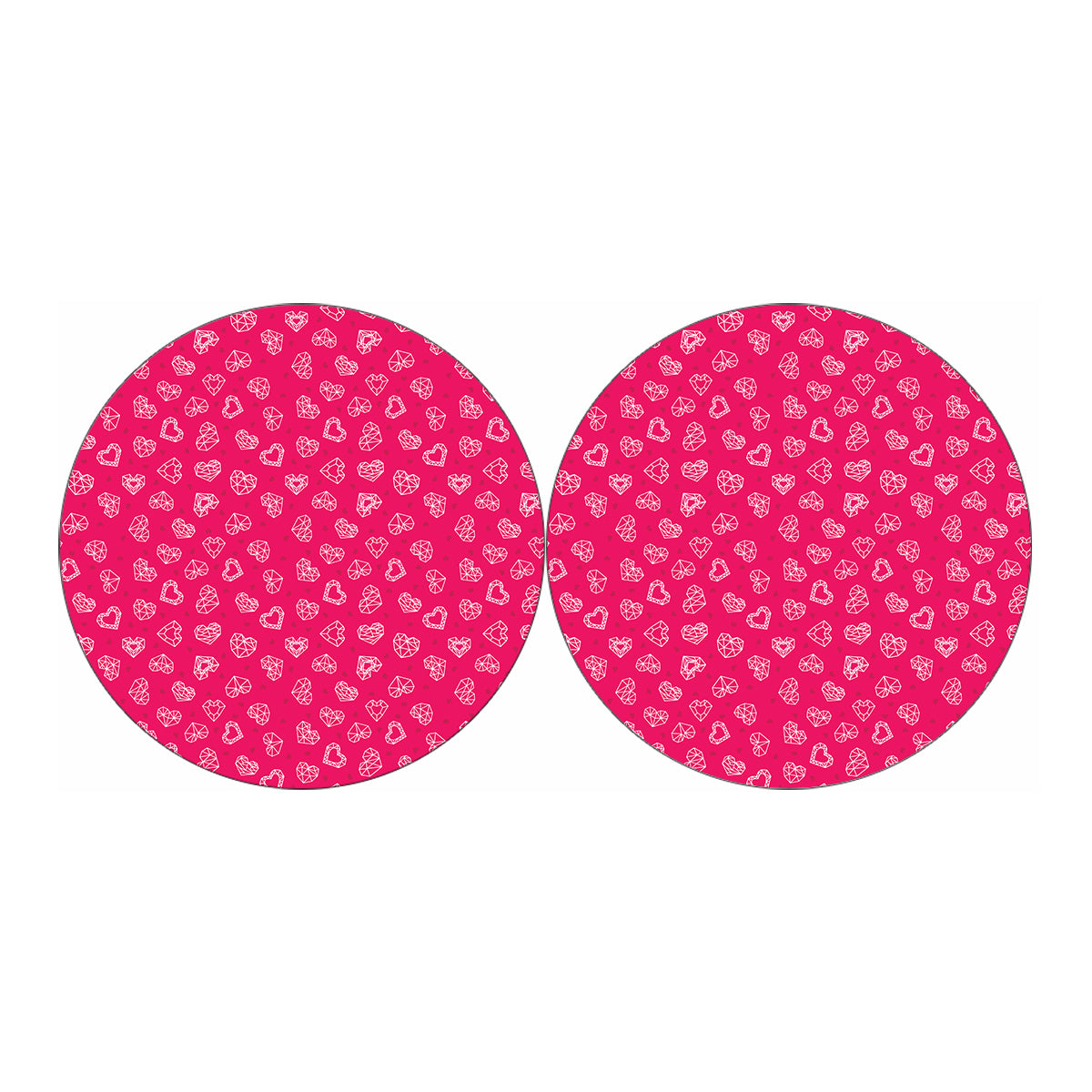 Valentine's Day Geometric Heart Print Car Coasters