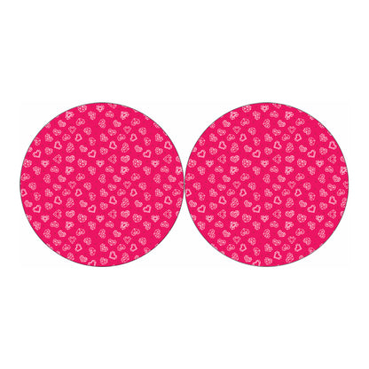 Valentine's Day Geometric Heart Print Car Coasters