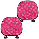 Valentine's Day Geometric Heart Print Car Headrest Covers