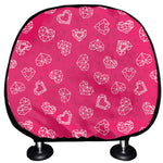 Valentine's Day Geometric Heart Print Car Headrest Covers