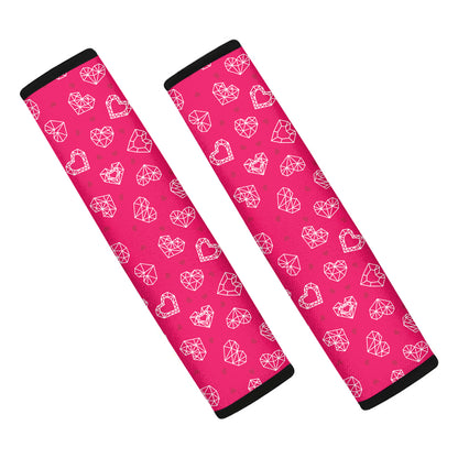Valentine's Day Geometric Heart Print Car Seat Belt Covers