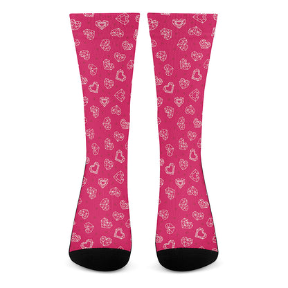 Valentine's Day Geometric Heart Print Crew Socks