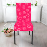 Valentine's Day Geometric Heart Print Dining Chair Slipcover