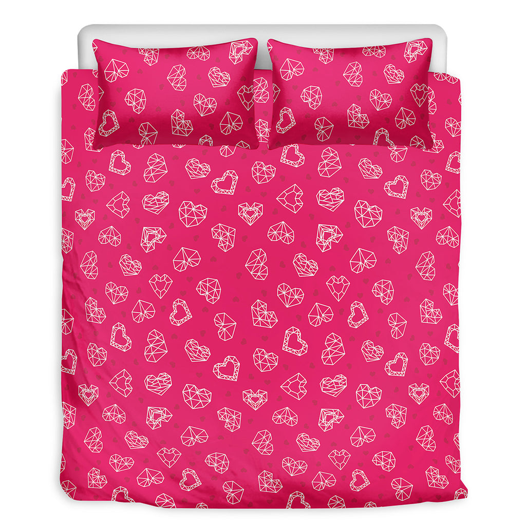 Valentine's Day Geometric Heart Print Duvet Cover Bedding Set