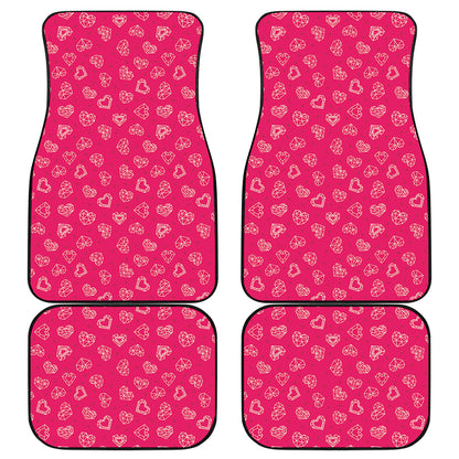 Valentine's Day Geometric Heart Print Front and Back Car Floor Mats
