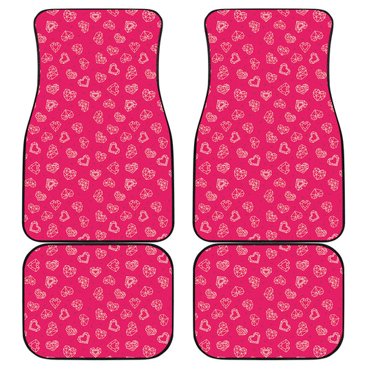 Valentine's Day Geometric Heart Print Front and Back Car Floor Mats