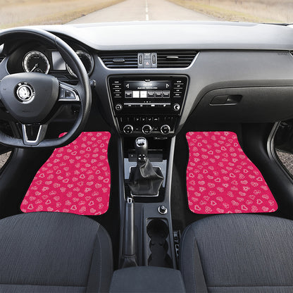 Valentine's Day Geometric Heart Print Front and Back Car Floor Mats