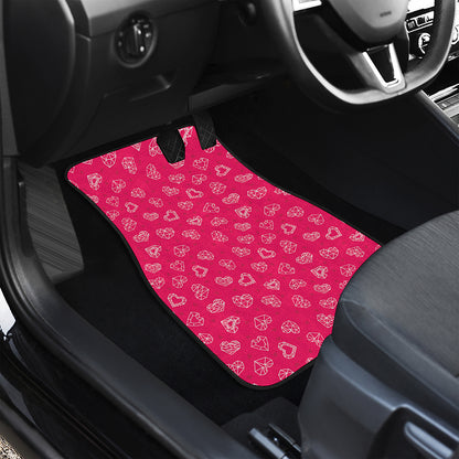 Valentine's Day Geometric Heart Print Front and Back Car Floor Mats