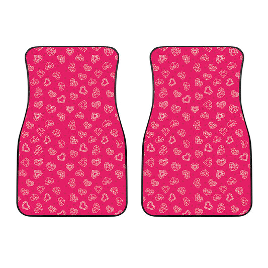 Valentine's Day Geometric Heart Print Front Car Floor Mats